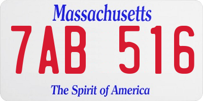 MA license plate 7AB516