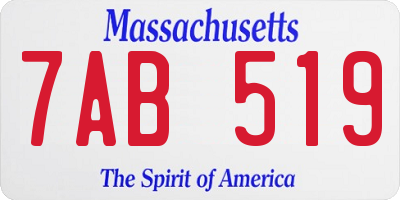 MA license plate 7AB519