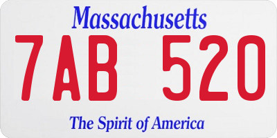 MA license plate 7AB520