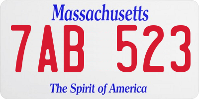 MA license plate 7AB523