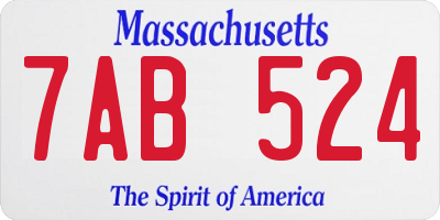 MA license plate 7AB524