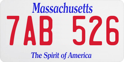 MA license plate 7AB526