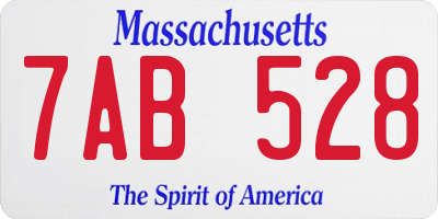 MA license plate 7AB528