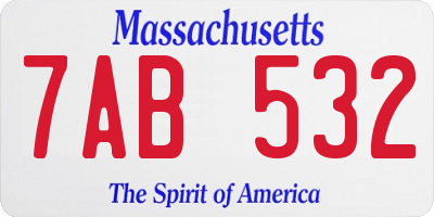 MA license plate 7AB532