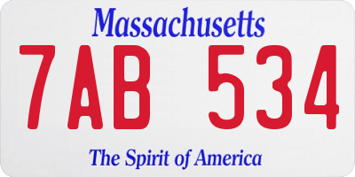 MA license plate 7AB534