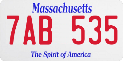 MA license plate 7AB535