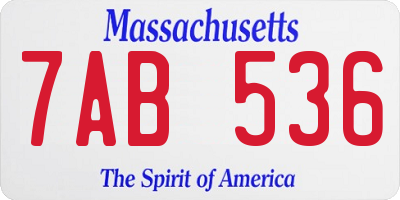 MA license plate 7AB536