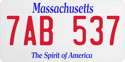 MA license plate 7AB537