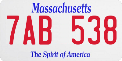 MA license plate 7AB538