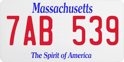 MA license plate 7AB539