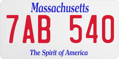 MA license plate 7AB540