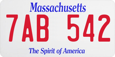MA license plate 7AB542