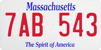 MA license plate 7AB543