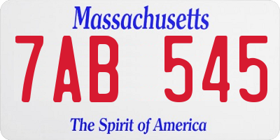 MA license plate 7AB545