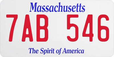 MA license plate 7AB546