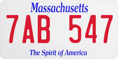MA license plate 7AB547