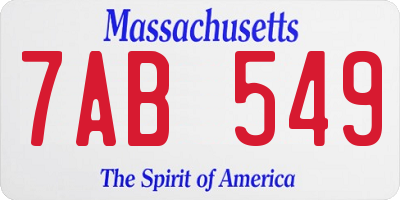 MA license plate 7AB549