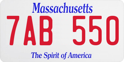 MA license plate 7AB550