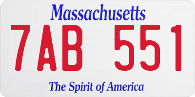 MA license plate 7AB551