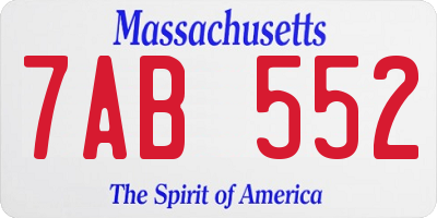 MA license plate 7AB552