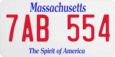 MA license plate 7AB554