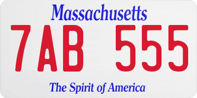 MA license plate 7AB555