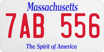 MA license plate 7AB556