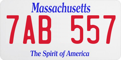 MA license plate 7AB557