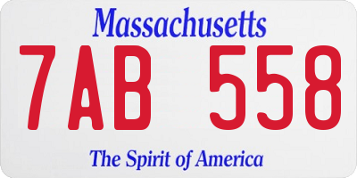 MA license plate 7AB558