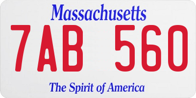 MA license plate 7AB560