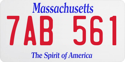 MA license plate 7AB561