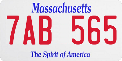 MA license plate 7AB565