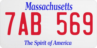 MA license plate 7AB569