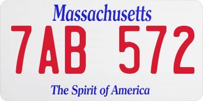 MA license plate 7AB572