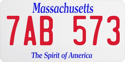 MA license plate 7AB573