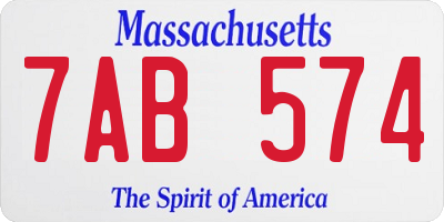 MA license plate 7AB574