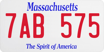 MA license plate 7AB575
