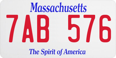 MA license plate 7AB576
