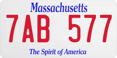 MA license plate 7AB577
