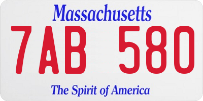 MA license plate 7AB580