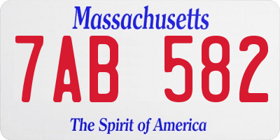 MA license plate 7AB582