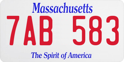 MA license plate 7AB583