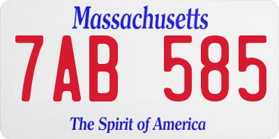 MA license plate 7AB585