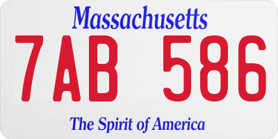 MA license plate 7AB586