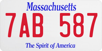 MA license plate 7AB587