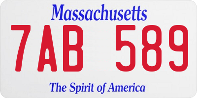 MA license plate 7AB589