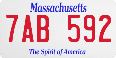 MA license plate 7AB592