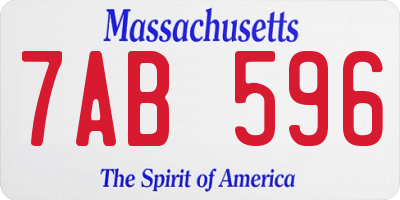 MA license plate 7AB596