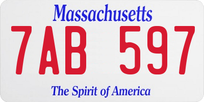 MA license plate 7AB597
