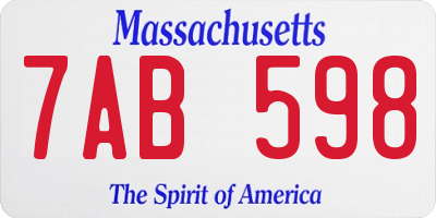 MA license plate 7AB598